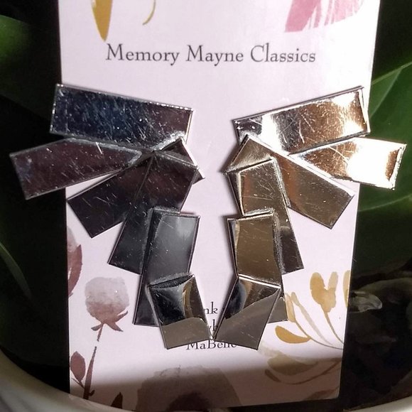 Blingy silver mirror rectangle earring vintage